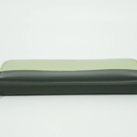 CELINE Leather Round Zip Wallet Light Green Dark Green Gold - Picture 6 of 10